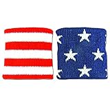 Red Lion Be Free Wristbands Mismatched Stars and Stripes Wristbands ( Navy / White / Red - One Size )