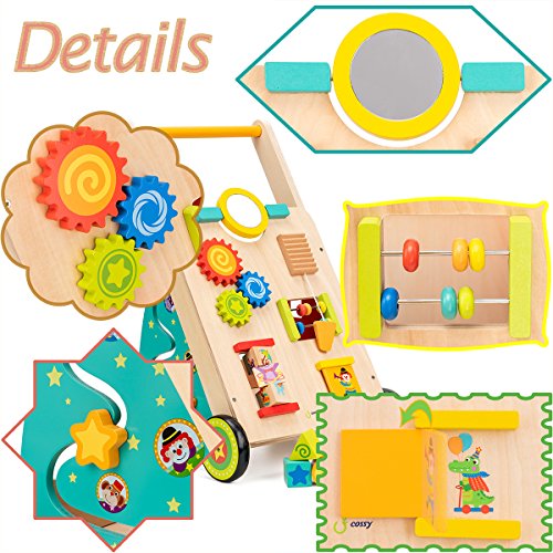 cossy Wooden Baby Walker Toddler Toys for 18 Month, Push and Pull Toy Learning Walking Toys