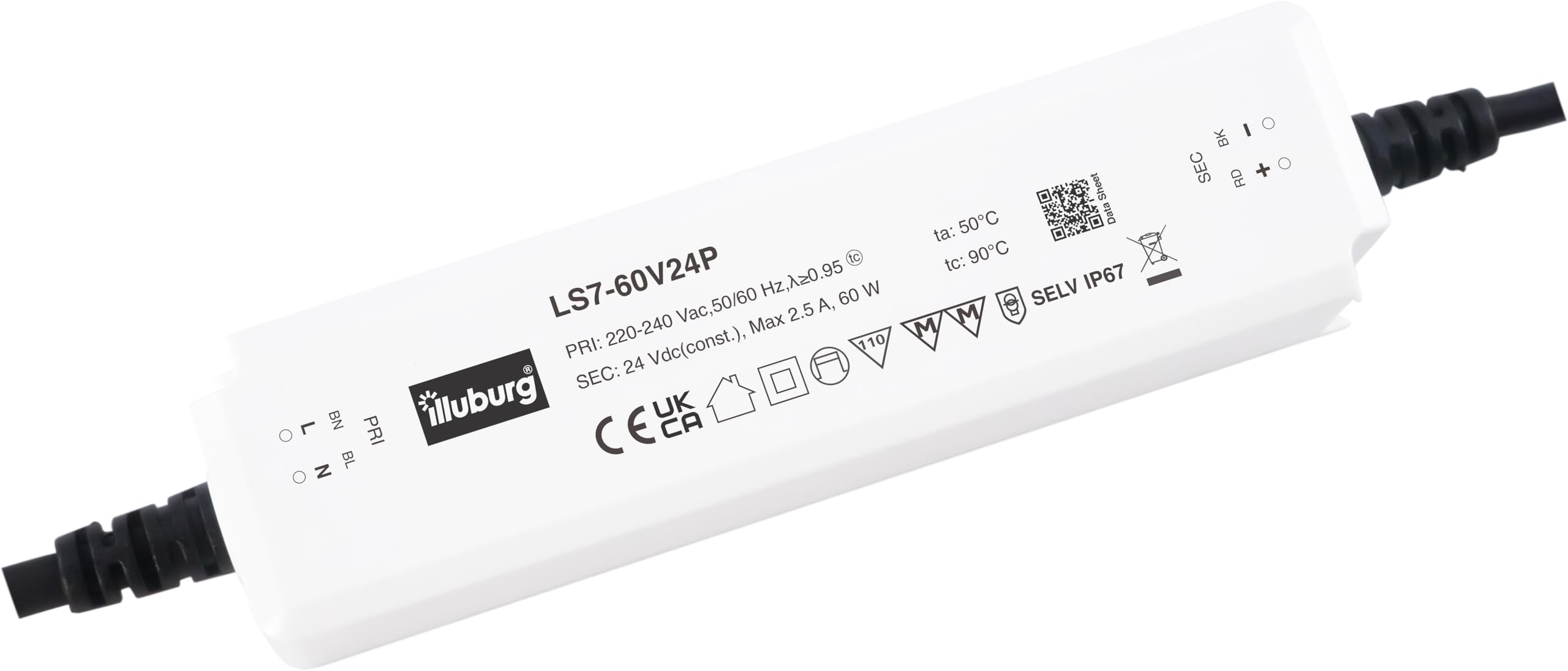 Eaglerise LED Driver 24V 60W Constant Voltage IP67 Waterproof for LED Strips