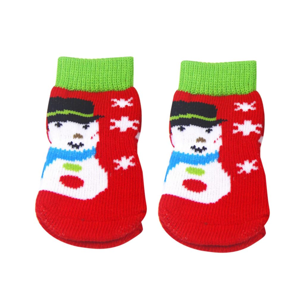 Balacoo 4pcs Christmas Dog Socks Non- Slip Cotton Socks Pet Dog Foot Wear Puppy Paw Protectors Festival Outfit Costume Accessories for Cat Dog Pet- XL