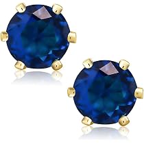 Amazon.com: Gem Stone King Royal Blue Created Sapphire 7MM Round ...