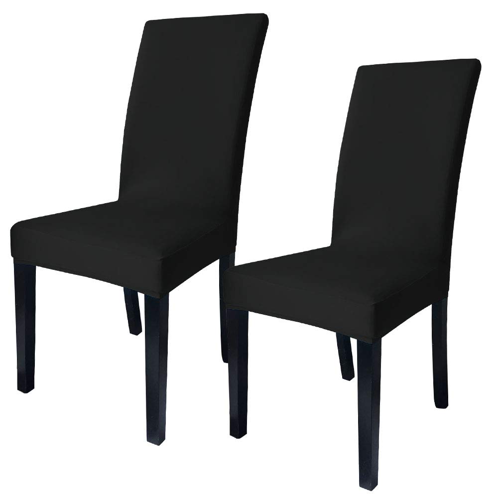 YOFASEN Stool Covers - Elastic Chair Protector Seat Covers for Dining Room Wedding Banquet Party Decoration,Black,37 * 47 * 60cm (2 Pcs)