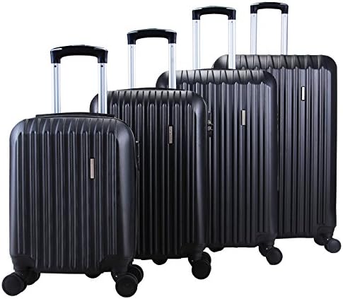 4Pcs Black Luggage Travel Set Bag ABS Trolley Spinner Carry On Suitcase TSA Lock