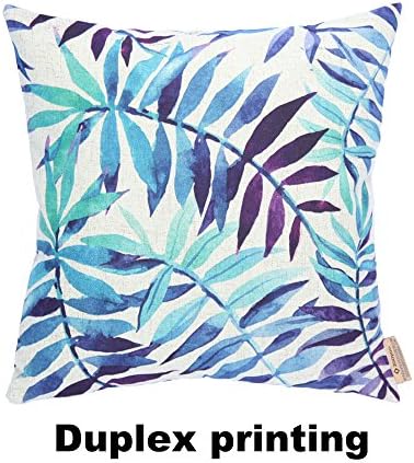 CC Wonderland Soft Decorative Square Pillow Cases Linen Pillow Covers with Invisible Zipper Throw Cushions Covers(1PCS), 18 Inch, Seamless Watercolor Green Pattern with Palm Leaves, Good Gift