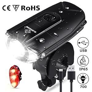 Image of N N.ORANIE Super Bright 700 Lumens Bike Lights Front and Back Rechargeable Bike Light Set IP65 Waterproof Quick Release Headlight and Taillight Free Bicycle Flashlight for Safe Cycling