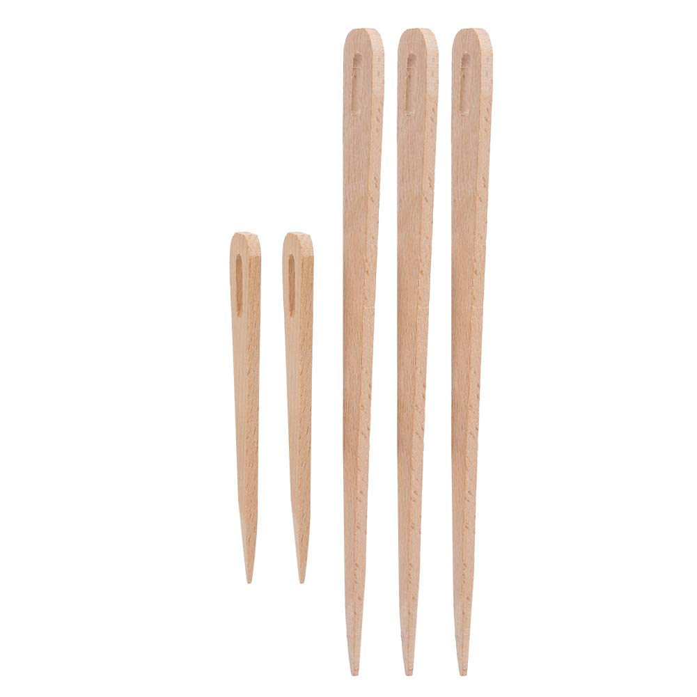 5Pcs Wood Weaving Crochet Needle, DIY Wooden Big Eye Knitting Needles, Tapestry Weaving Crafts Tools, Wood Hand Loom Stick Set, DIY Handcrafts Tools
