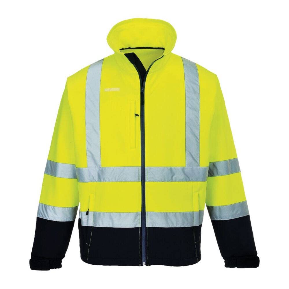Portwest Hi-Vis Contrast Softshell (3L), Color: Yellow/Navy, Size: L, S425YNRL