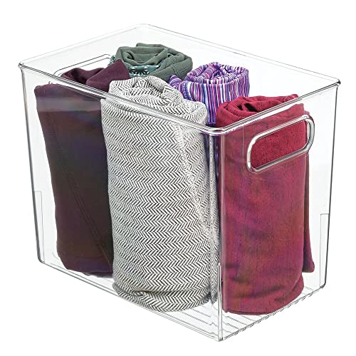 mDesign Plastic Closet Storage Bin Container with Builtin Handles