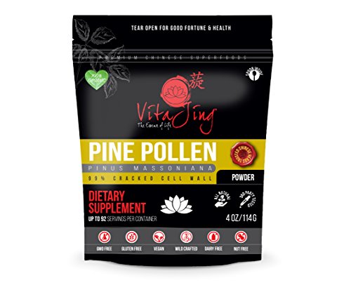 Organic Pine Pollen Powder Extract (2oz/57gm) Raw Form, Pure Wild Harvested, 99 Percent Broken Cell Wall for Optimal Absorption and Potency (Up to 46 Servings)