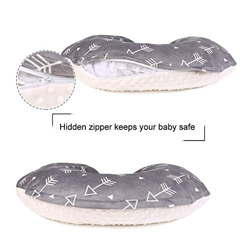 BORITAR Minky Nursing Pillow Covers 2 Pack, Super Soft Grey Arrow and Stars Printed with Dotted Backing - Thumbnail 4