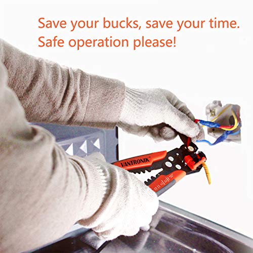 VANTRONIK 3 in 1 Automatic Wire Stripper, Crimper, Cutter, Self-Adjusting for wires from 10 AWG to 24 AWG Orange-black color