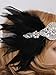 Vijiv Vintage Black Feather Silver 20s Headpiece 1920s Flapper Headband