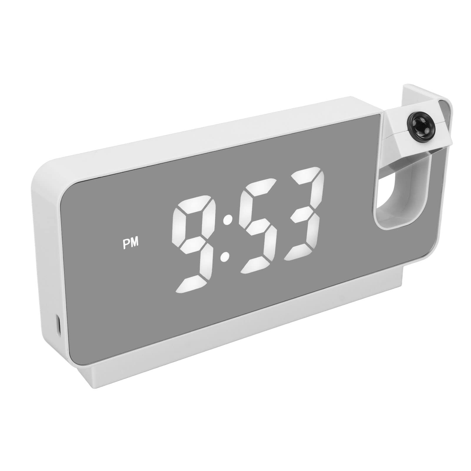 Projection Alarm Clock for Bedroom, 180° Projector Digital Alarm Clock with Large LED Screen, Digital Clock HD LED Alarm Clock with Time Date Temperature Clock for Heavy Sleepers (White)