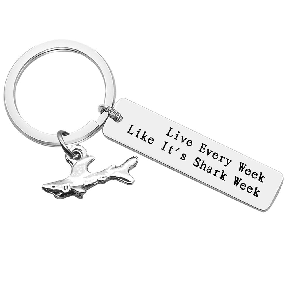 Dabihu Shark Keyring Keychain Shark Lover Gift Shark Stuff Diver Gifts Shark Lovers Keychain Shark Girl Keyring Coworker Friends Keyring Shark Colleague Gift - Live Every Week Like It's Shark Week