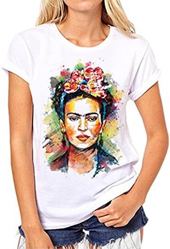 Jahurto Womens Casual Frida Kahlo Mexican Personalized Artist Short Sleeve T-Shirt
