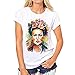 ZMLIA Womens Frida Kahlo Mexican Personalized Artist Short Sleeve T Shirt Size S (White)