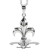 Charm America Silver Fleur De Lis Necklace - 925 Sterling Silver- Silver Adjustable Necklace 16"-18" - Greats Gifts for Men and Women