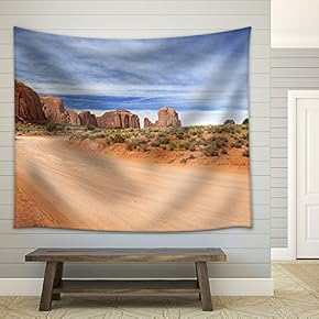 Scenic and Empty Dirt Road in Monument Valley - Fabric Wall Tapestry Home Decor - 51x60 inches