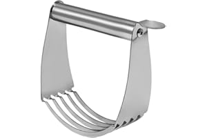 MUELODSIC Heavy Duty Stainless Steel Pastry Blender with Handle Curved Blades Dough Cutter for Kitchen Baking