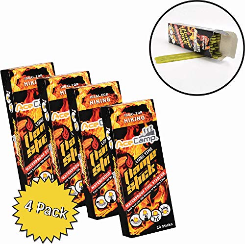 AceCamp Campfire Starter Flamesticks, Fire Tinder Wood, Waterproof Flame Sticks for Starting Fire, Long-Lasting Camping Matches, Charcoal, Outdoor, Backpacking, Emergency - 4 Packs - 80 Count - Thumbnail 7