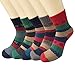Chalier Women's 5 Pairs Vintage Thick Knit Warm Wool Crew Winter Socks, A-Snowflake, Free Size