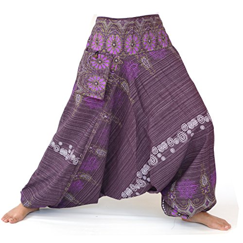 Siamrose Harem Pants For Men & Women - 100% Cotton, Baggy Aladdin Yoga Pants, One Size Fits Most