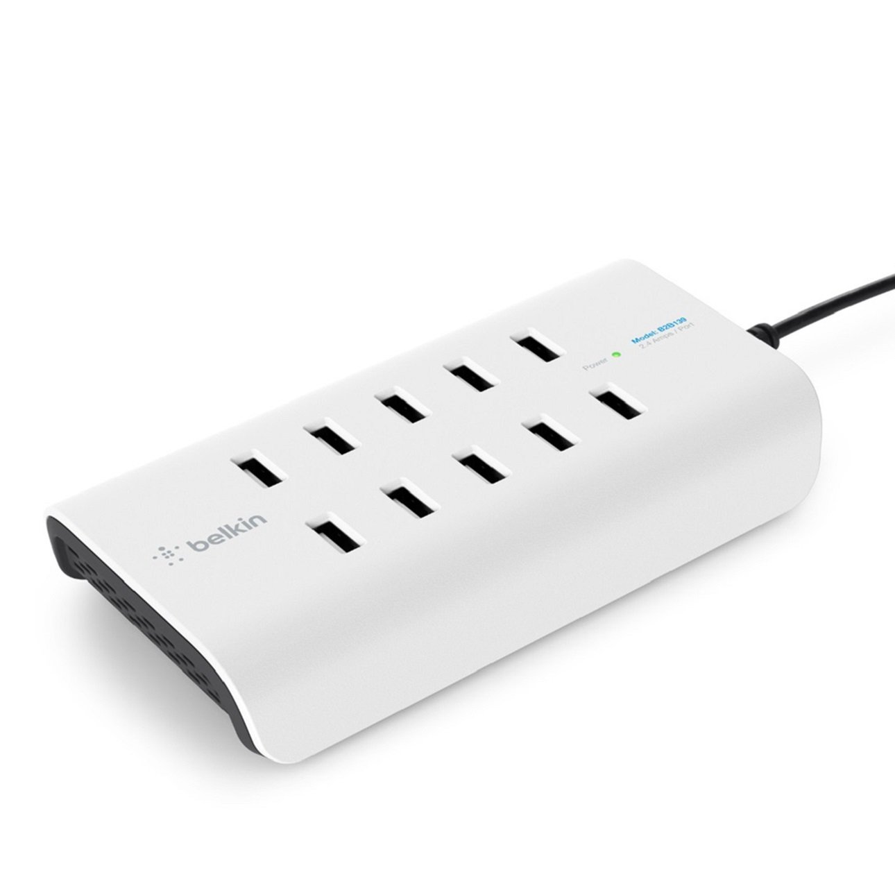 Belkin B2B139vf Rockstar 10-Port USB-A Charger (10 x 2.4 A Fast Charging, Built-In Surge Protection) - White