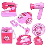 Fun Little Toys Home Improvement Mini Appliances Dryer Iron Fan Vacuum Sewing Machine Washer Set 6pcs