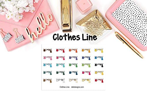 Clothes Line, Planner Calendar Stickers, 2 sheets on matte sticker paper kiss cut, just peel and stick.