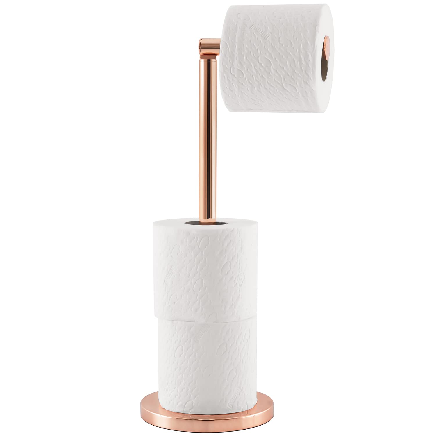 Tatkraft Tess Toilet Paper Stand Storage, Toilet Paper Roll Holder, Rose Gold, 15x42 cm