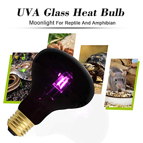 OMAYKEY 75W 2 Pack Infrared Moonlight Heat Lamps Black Glass Cover Night Heat Light Bulbs for Reptile Amphibian & Other Animal Heating Use - Thumbnail 2