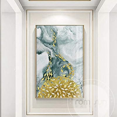 Lswmw Canvas Painting Abstract Golden Fish Canvas Art Fashion