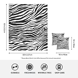 WIBUE Zebra Throw Blanket 60"x50" with 2 Pcs Pillow