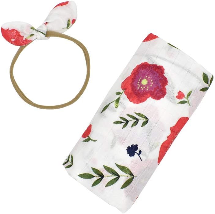 Cotton Swaddle Muslin Blanket Newborn Floral Wrap Swaddling Blanket 2Pcs Bath Towel Baby Bed Accessories