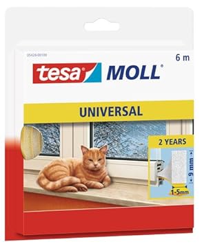 tesamoll Schaumstoffdichtung für Fenster und Türen, einfache Qualität, 6m x 9mm