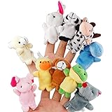 LEORX 10pcs Different Cartoon Animal Finger Puppets Soft Velvet Dolls Props Toys