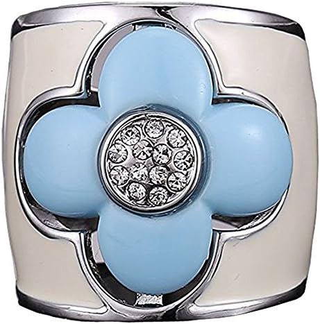 Claire Jin Four-leaf Clovers Ring Big Statement Rings for Women Platinum Plated Acrylic Jewelry (8)