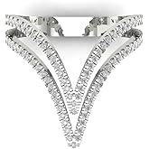 Clara Pucci 0.525 cttw Simulated Diamond 14K White Gold Statement Ring for Women - Cocktail Statement Fashion Jewelry Gift (1.0mm, Round Cut)