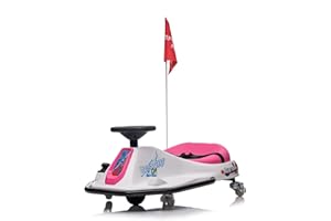 NITOESS 24V Electric Go Kart UP to 4.97mph,Battery Powered Pedal Go Karts,Ride on Electric Drift Car for Kids,Electric Vehicle Car Racing Drift Car for Girls,USB,Music(White&Pink)