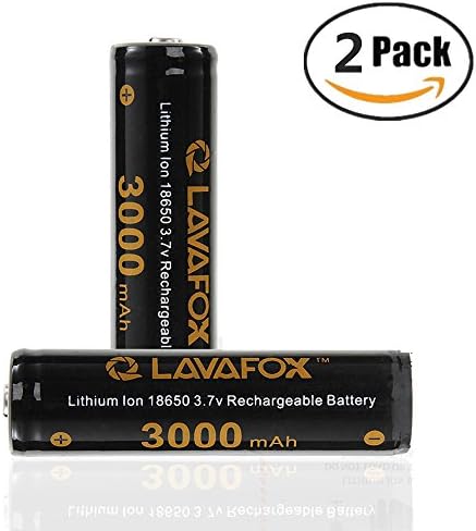 LAVAFOX 18650 Battery, 3000mAh High Drain Rechargeable Batteries 3.7V Lithium-ion for LED Flashlight, Headlamps, search light lamp,High Drain Devices ,etc (2 Pack)