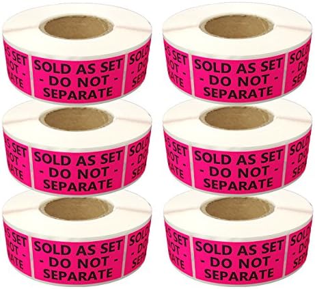 SELLER LABELS (TM) 6 Rolls / 3300 Labels - Best 2" X 1" Sold As Set Do Not Separate (Similar to This Is A Set Do Not Separate, Shipping Labels) - Hot Pink [6 Pack]