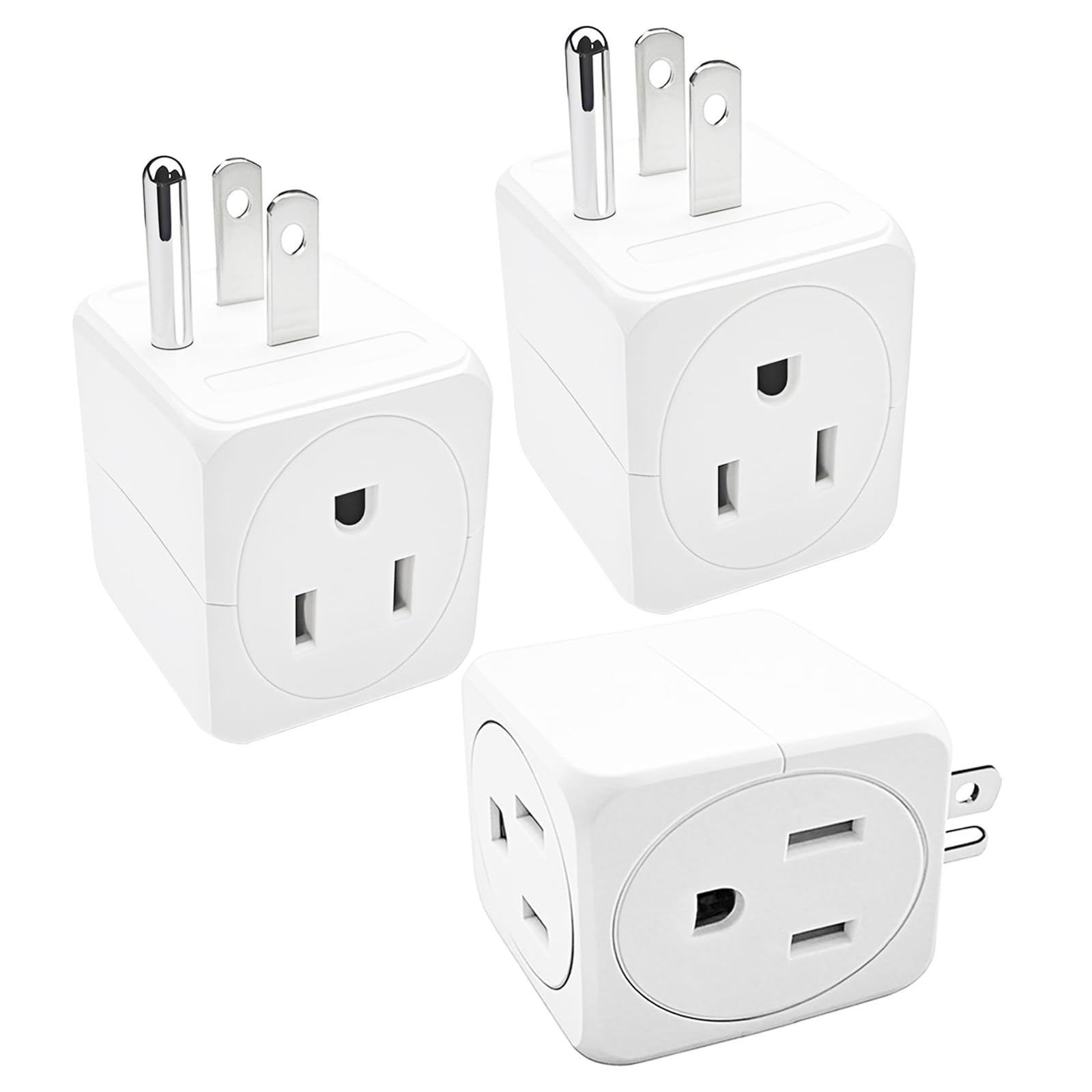 Photo 1 of 3 Packs Multi Plug Outlets Extender - Electrical Wall Splitter 3 Outlet- 3 Way Square Wall Outlet Adapter, Compact Space-Saving Design for Cruise Ship, Home Office, Dorm Room, Travel Essentials, White
