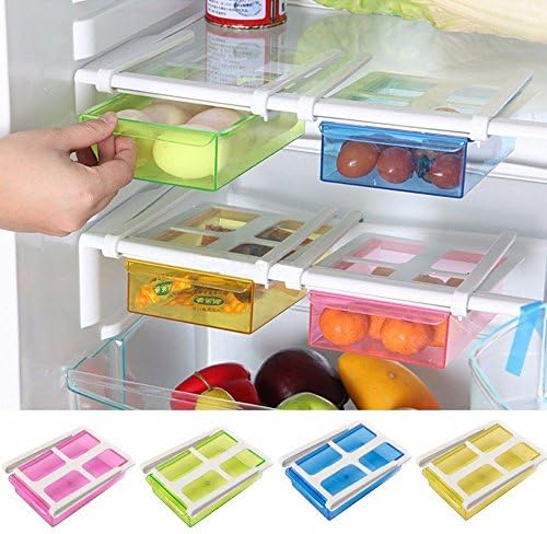 1pc Slide Kitchen Fridge Freezer Space Saver Organizer Refrigerator Storage Rack Shelf Holder Drawer (color Send By Random)