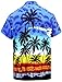 LA LEELA Mens Hawaiian Shirts Short Sleeve Button Down Shirt Men's Shirts Casual Beach Holiday Hawaii Island Shirts for Men Funny L Palm Tree, Blue
