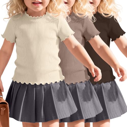 Toddler Girls Ribbed Shirts 3 Pack