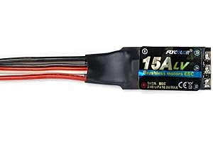 FLYCOLOR 15A ESC for RC Brushless Motor Electric Speed Controller Built-in 5V/2A BEC, Support 2S-4S LiPo Radiolink A560 Airplane Replacement
