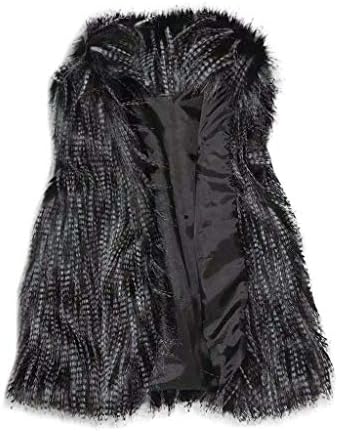 Women's Waistcoat Duseedik Wool Vest Faux Fur Vest Stand Collar Faux Fur Coat Vest Jacket Overcoat