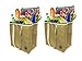 Earthwise Large Jute Insulated Shopping Grocery Bags w ZIPPER TOP LID Thermal Cooler Tote KEEPS FOOD HOT OR COLD (Set of 2)
