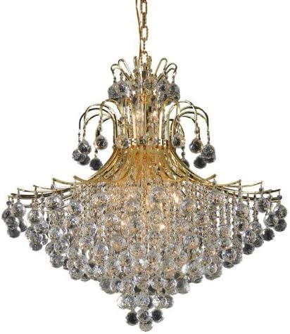 Elegant Lighting 8005G31G/RC Toureg 35-Inch High 15-Light Chandelier, Gold Finish with Crystal (Clear) Royal Cut RC Crystal
