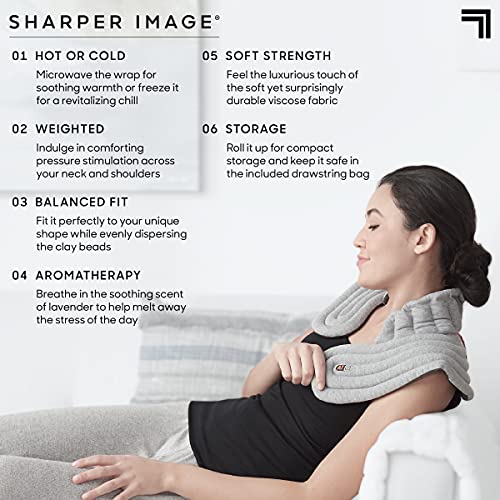 SHARPER IMAGE Heated Neck and Shoulder Aromatherapy Wrap, Lavender